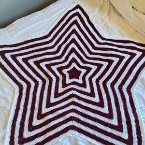 Handmade Crochet Striped Decor Star Blanket